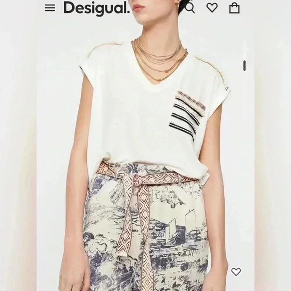 Desigual Embossed sailor t-shirt/blouse - Picture 3 of 6